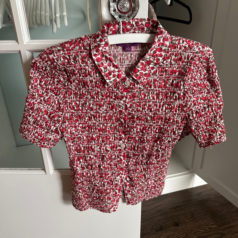 J. Crew x Liberty of London Smocked Button Down Shirt Size Small (NWOT)